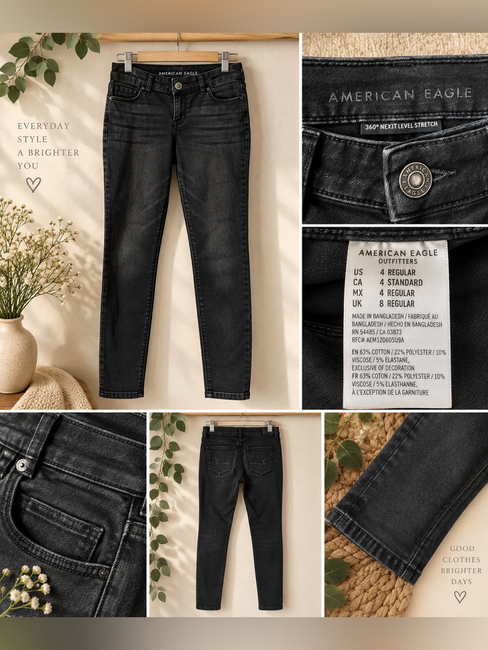 American Eagle Super Hi-Rise Jeggings โ Black โ Size 4 Regular